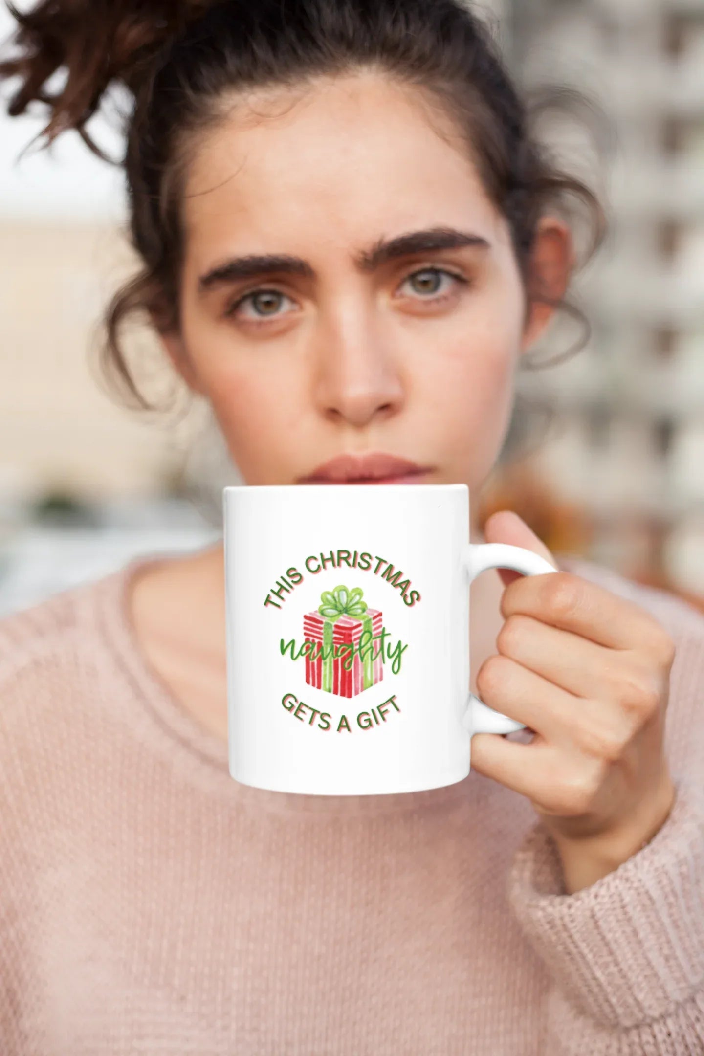 Naughty gets a Gift Ceramic Mug (330ml) - curledeyes