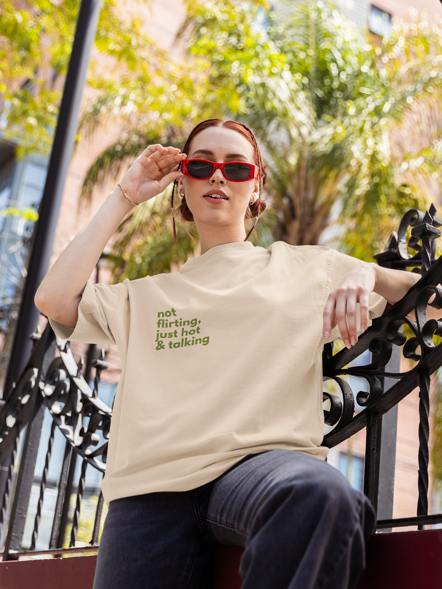 Not Flirting, Just Hot & Talking : Oversized Luxe Tee (Unisex)