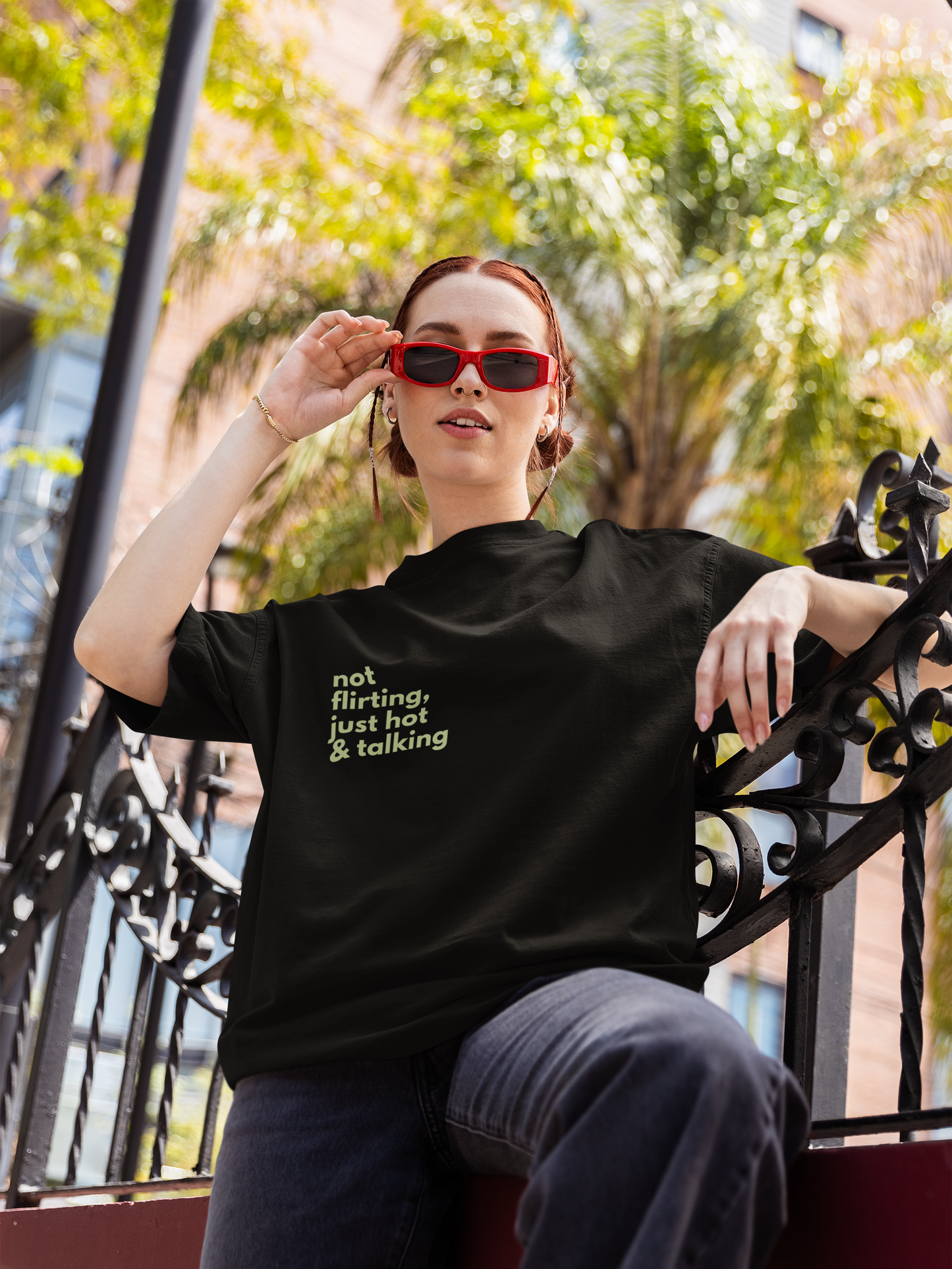 Not Flirting, Just Hot & Talking : Oversized Luxe Tee (Unisex)