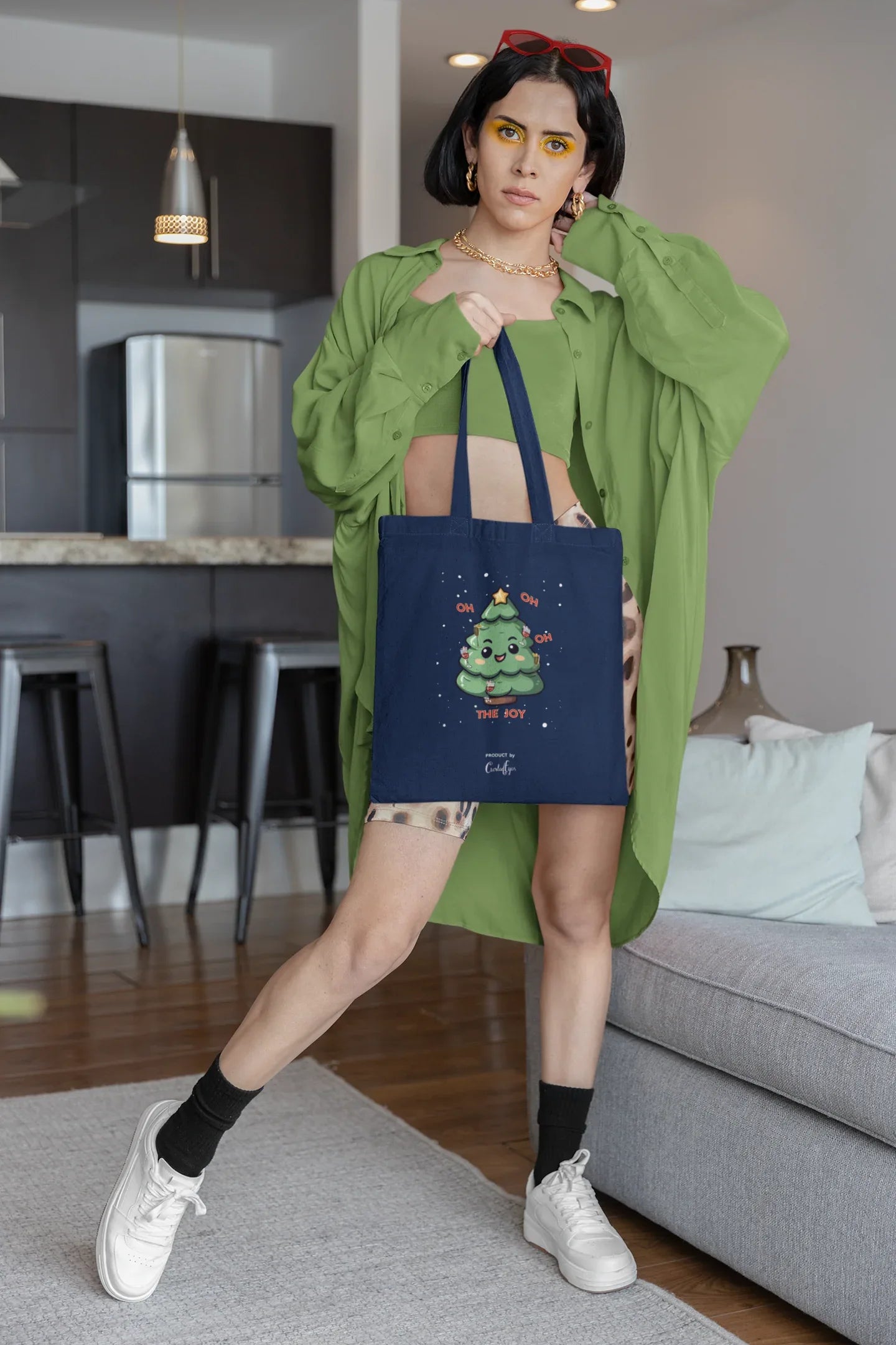 Oh The Joy Christmas Tote Bag (Cotton canvas) - curledeyes