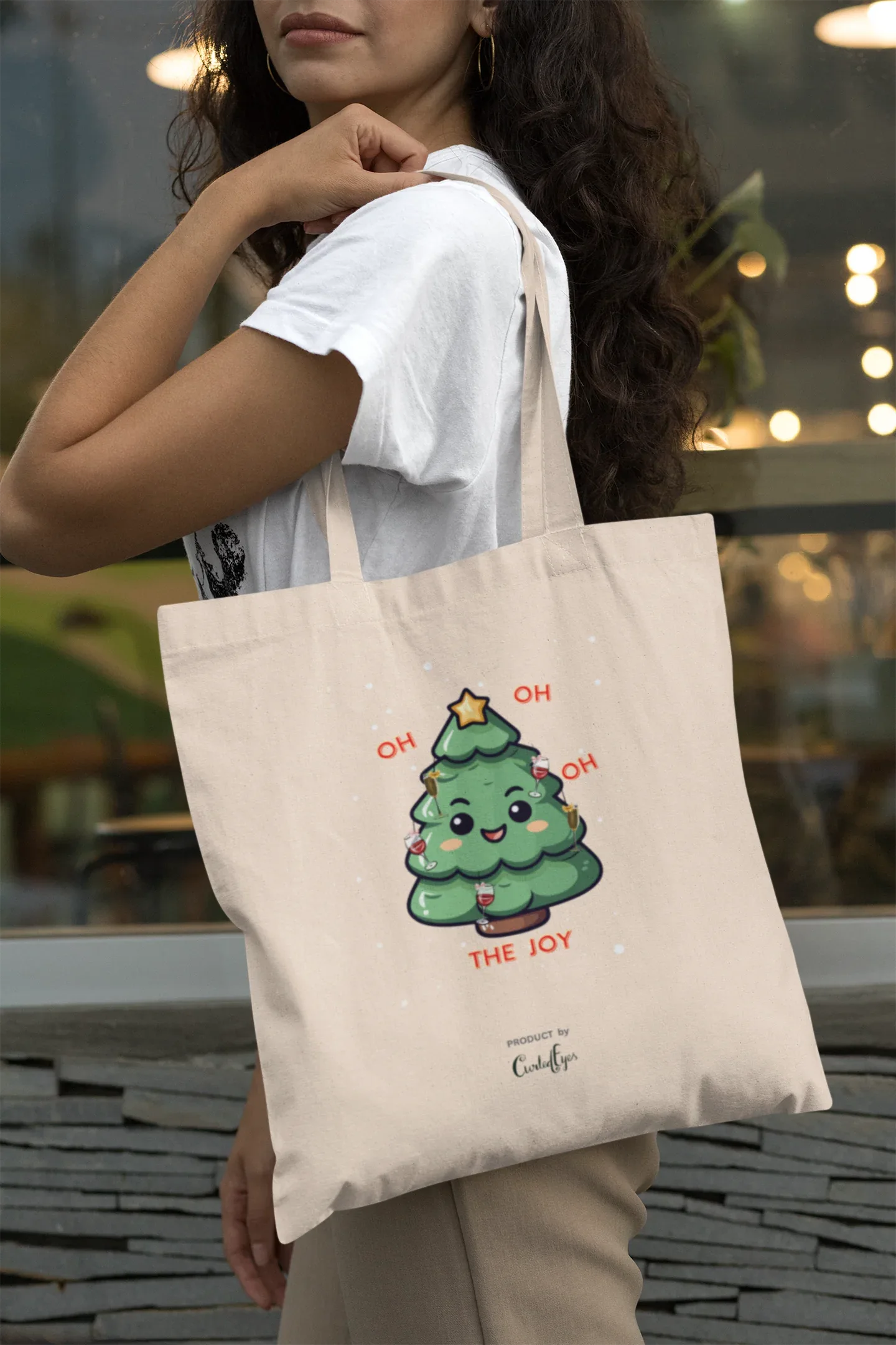 Oh The Joy Christmas Tote Bag (Cotton canvas) - curledeyes