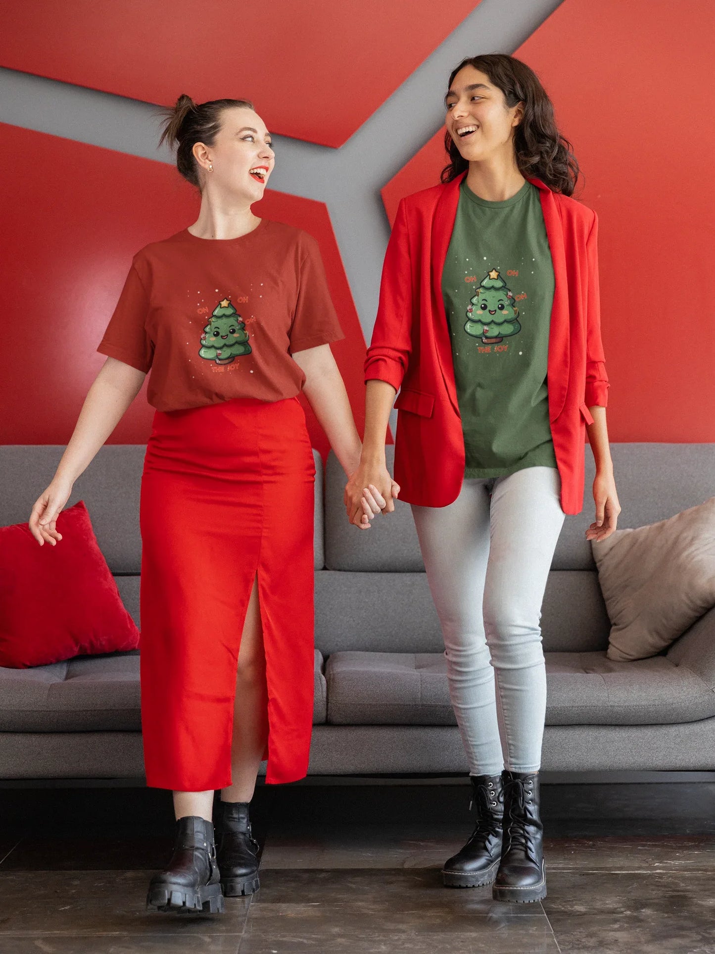 Oh The Joy Oversized luxe Christmas Tee (Unisex, Cotton) - curledeyes