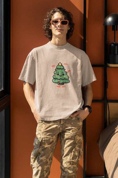 Oh The Joy Oversized luxe Christmas Tee (Unisex, Cotton) - curledeyes
