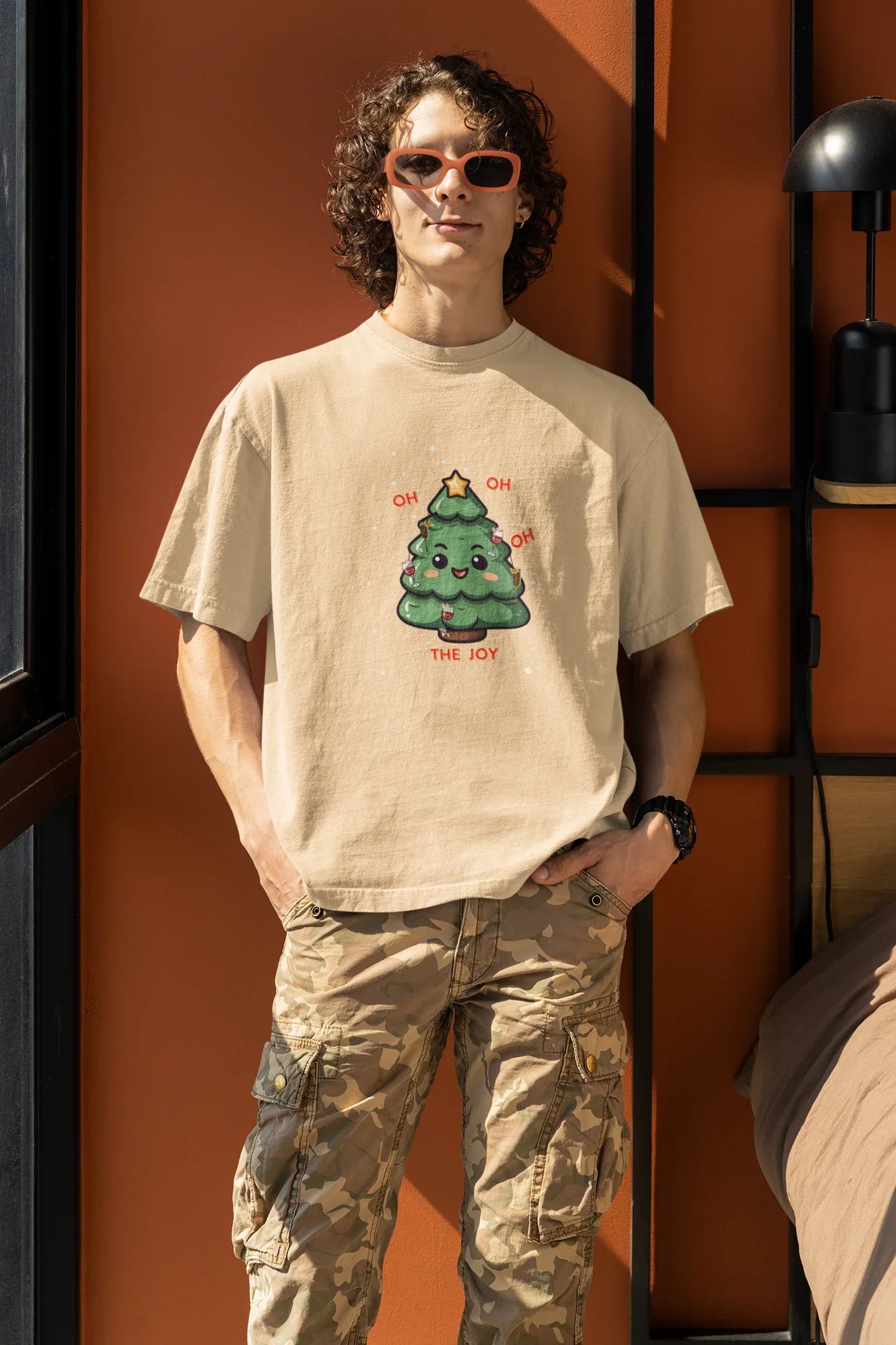 Oh The Joy Oversized luxe Christmas Tee (Unisex, Cotton) - curledeyes