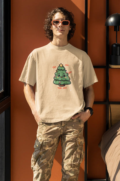 Oh The Joy Oversized luxe Christmas Tee (Unisex, Cotton) - curledeyes