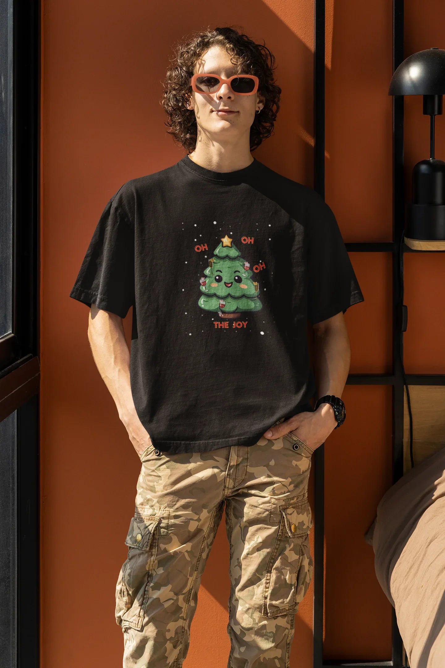 Oh The Joy Oversized luxe Christmas Tee (Unisex, Cotton) - curledeyes