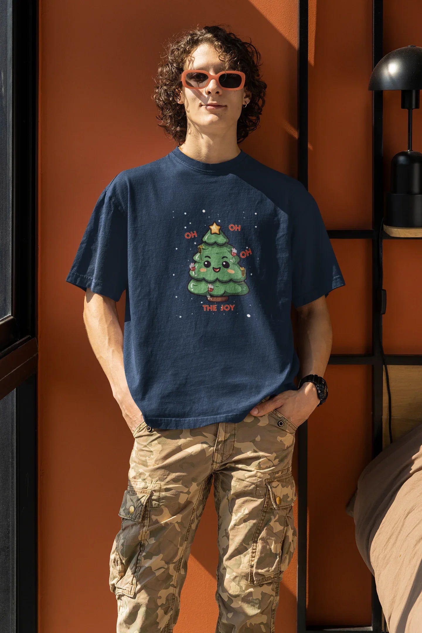 Oh The Joy Oversized luxe Christmas Tee (Unisex, Cotton) - curledeyes