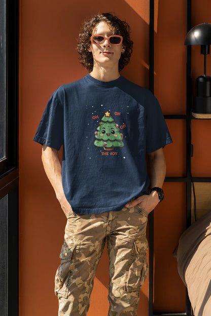 Oh The Joy Oversized luxe Christmas Tee (Unisex, Cotton) - curledeyes