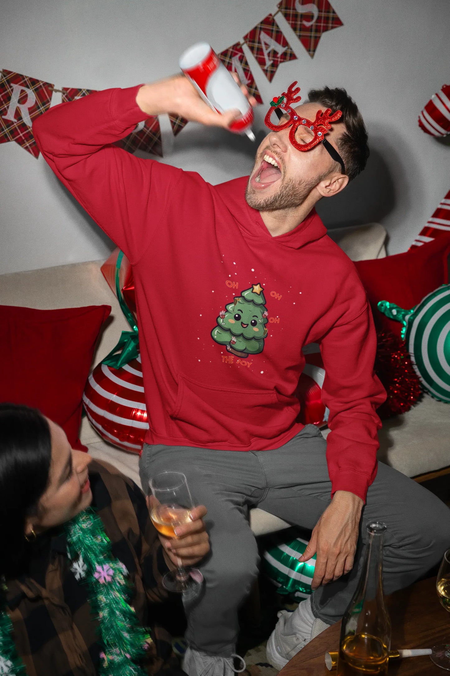 Oh, Oh, Oh, The Joy Hoodie (Unisex, Cotton) - curledeyes