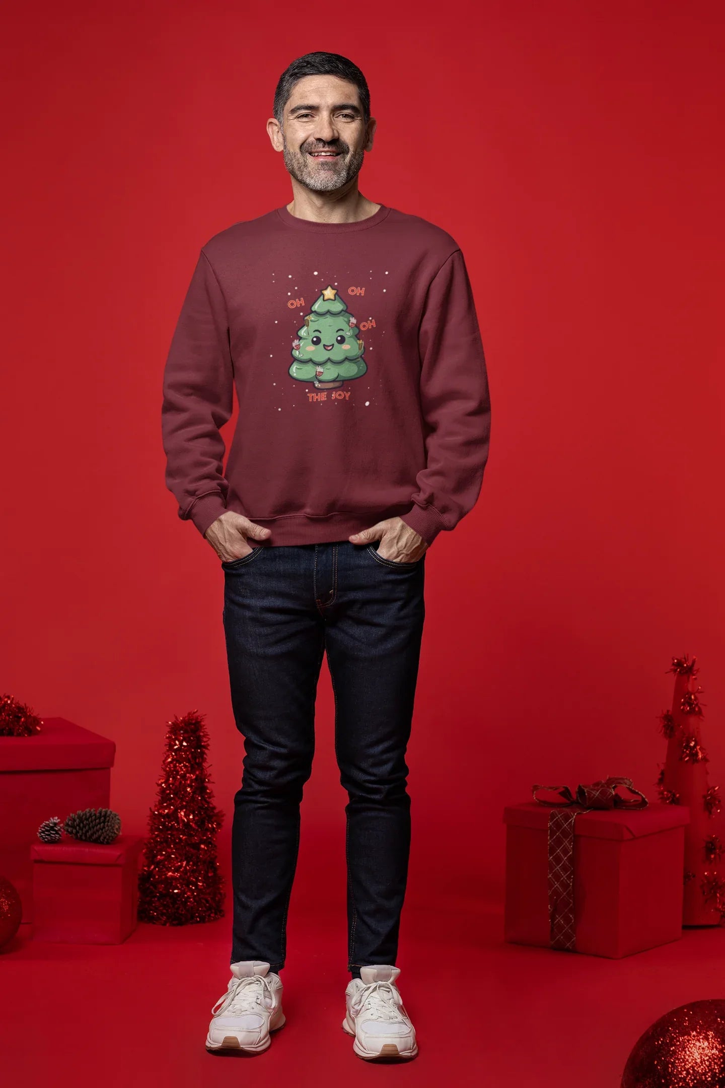 Oh, oh, oh, The Joy Christmas Sweatshirt (Unisex, Cotton) - curledeyes