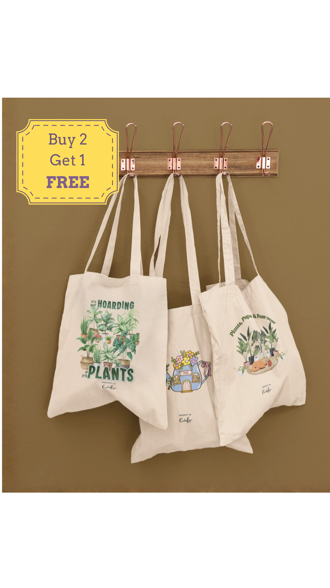 Plants & Books Tote Set (Cotton Canvas)