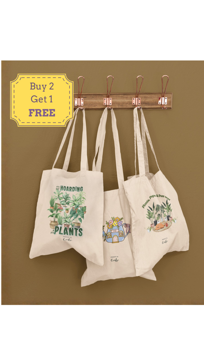 Plants & Books Tote Set (Cotton Canvas)