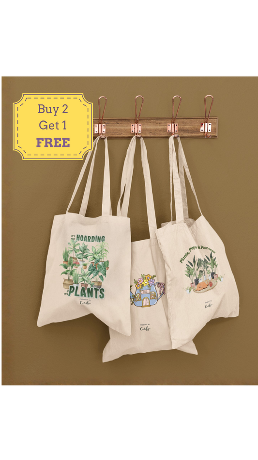 Plants & Books Tote Set (Cotton Canvas)