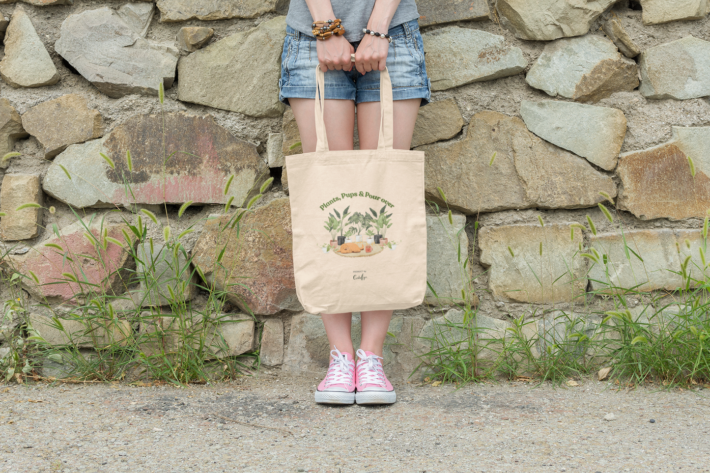 Plants Pups & Pour Overs Tote Bag (Cotton Canvas)