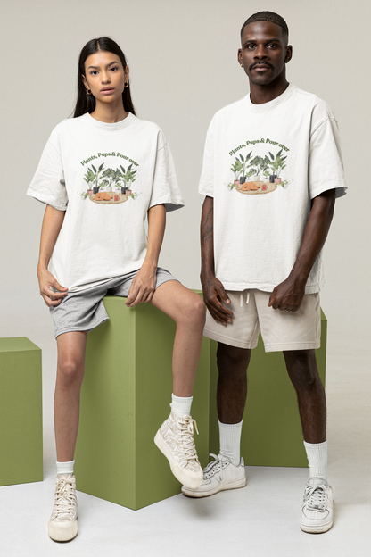 Plants Pups & Pour Overs Oversized Luxe Tee (Cotton, Unisex)