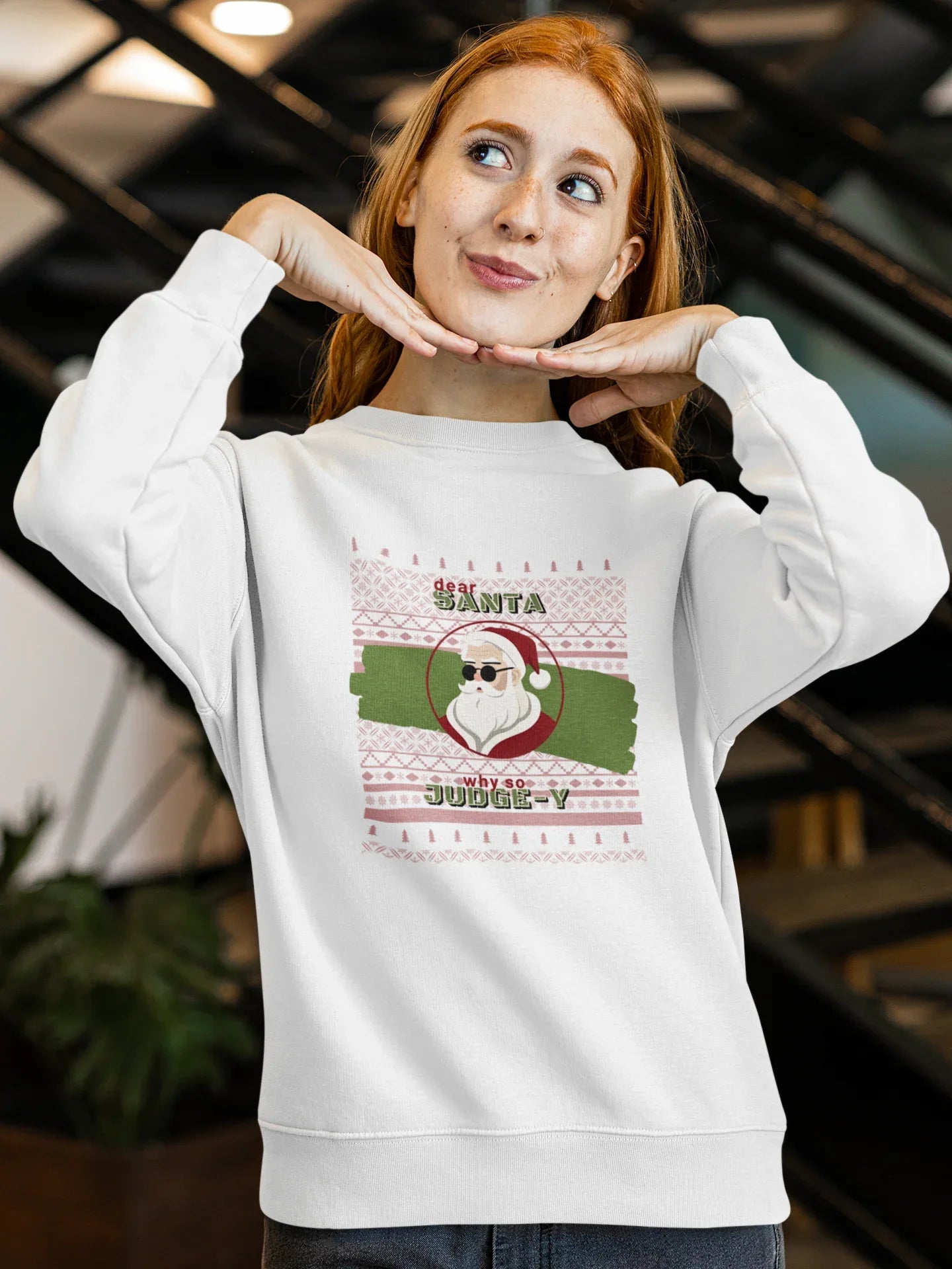 Santa Be So Judge-y fun Christmas Sweatshirt (Unisex, Cotton) - curledeyes