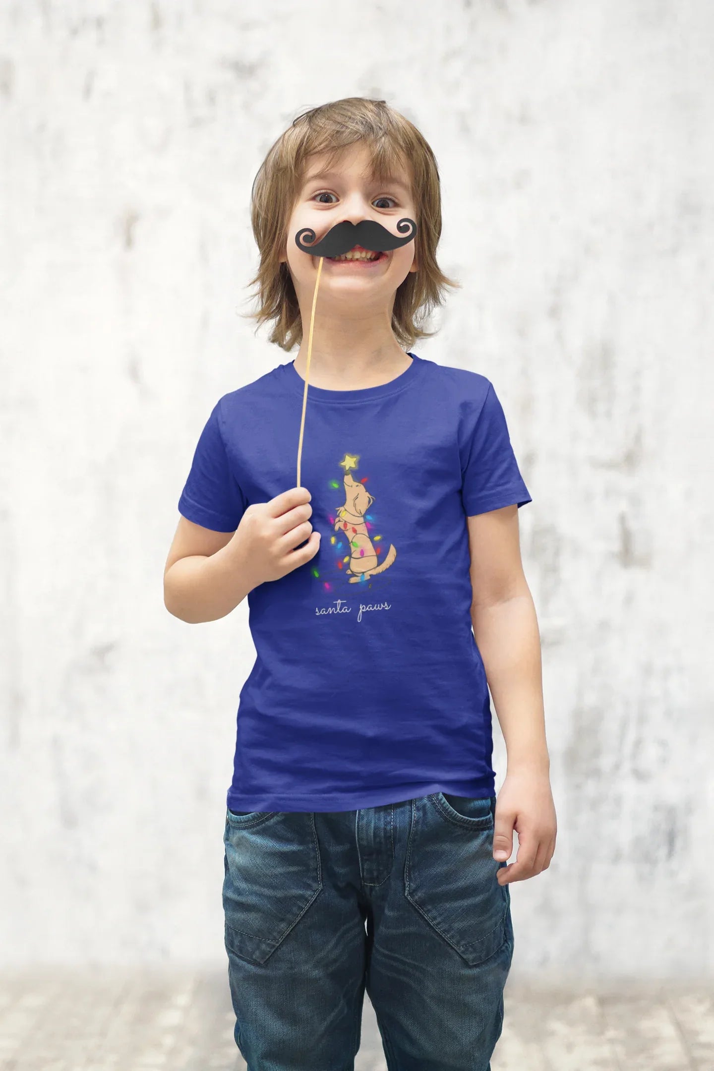 Santa Paws Dog Christmas Kids T-shirt (Unisex, Cotton) - curledeyes