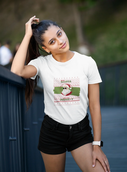 Santa Be So Judgey Christmas Tee (Woman fit, Cotton) - curledeyes