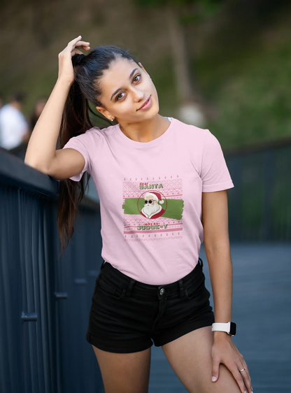 Santa Be So Judgey Christmas Tee (Woman fit, Cotton) - curledeyes