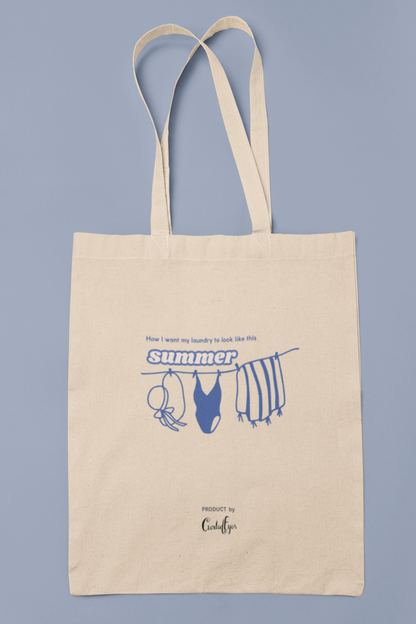 Summer Laundry Tote Bag (Cotton Canvas)