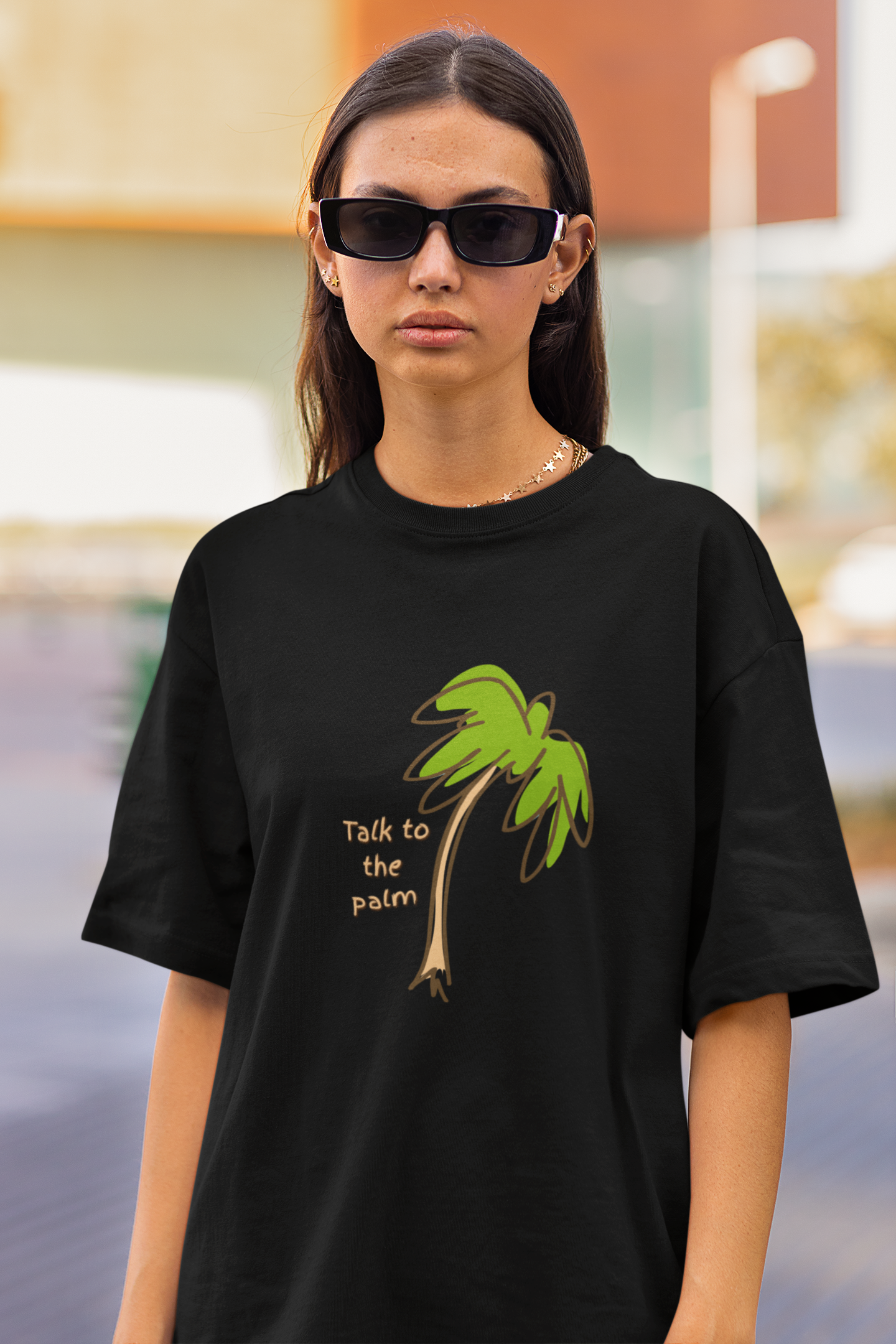Talk To The Palm Oversized Luxe Tee (Cotton, Unisex)