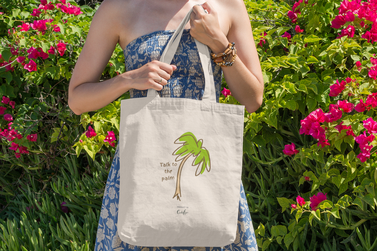 Talk To The Palm Tote Bag (Cotton Canvas)