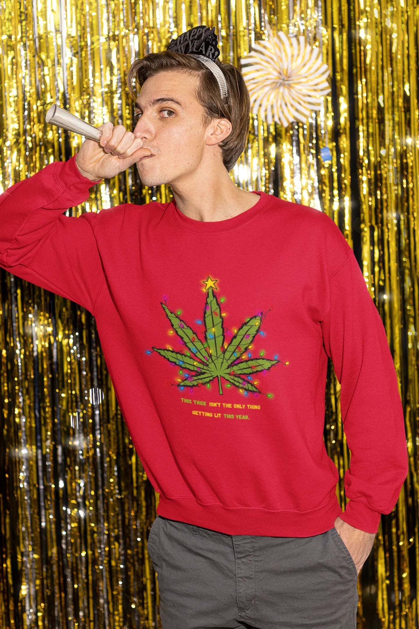 Tree this Christmas is Lit Christmas Party Sweatshirt (Unisex, Cotton) - curledeyes