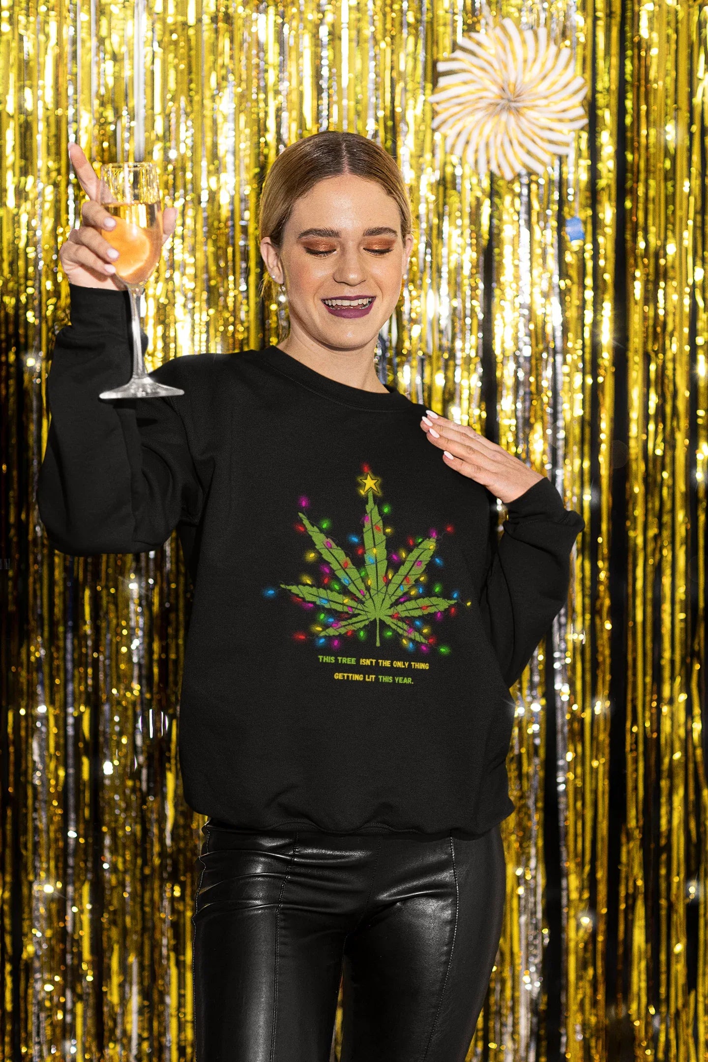 Tree this Christmas is Lit Christmas Party Sweatshirt (Unisex, Cotton) - curledeyes
