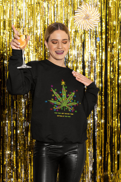 Tree this Christmas is Lit Christmas Party Sweatshirt (Unisex, Cotton) - curledeyes