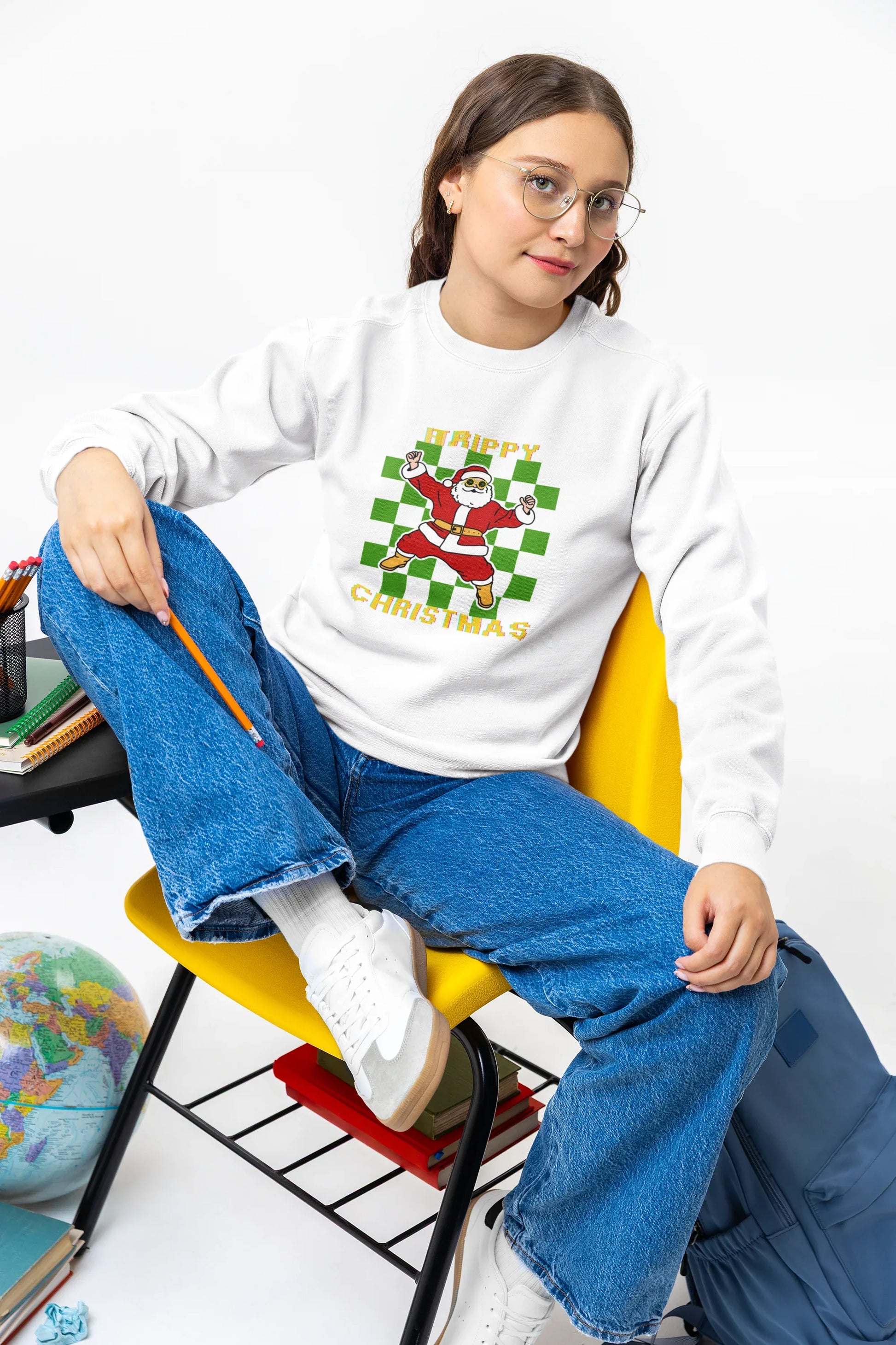 Trippy Happy Fun Party Christmas Sweatshirt (Unisex, Cotton) - curledeyes
