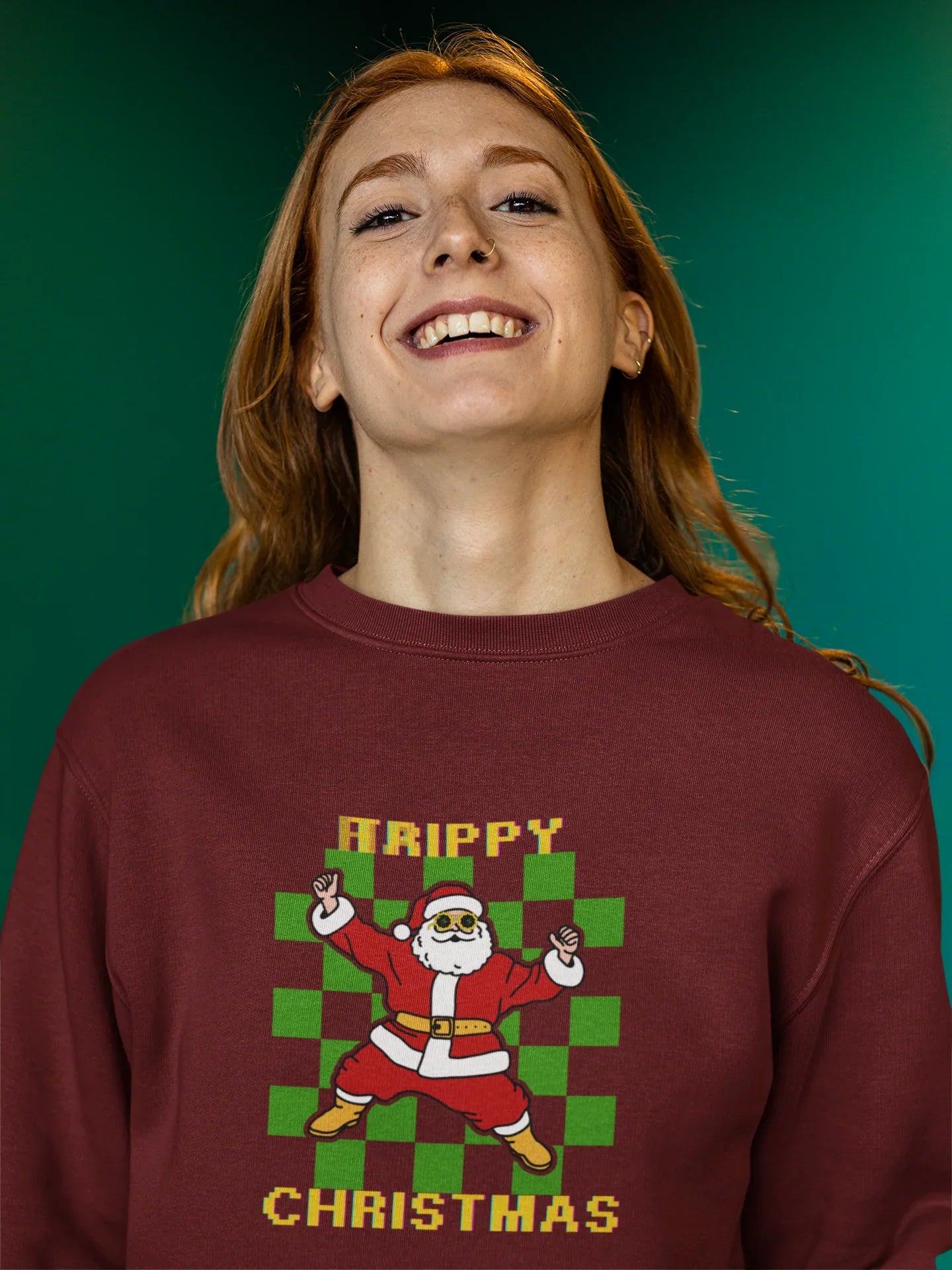 Trippy Happy Fun Party Christmas Sweatshirt (Unisex, Cotton) - curledeyes