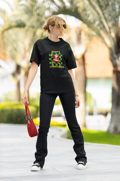 Trippy Happy Fun Oversized luxe Christmas Tee (Unisex, Cotton) - curledeyes
