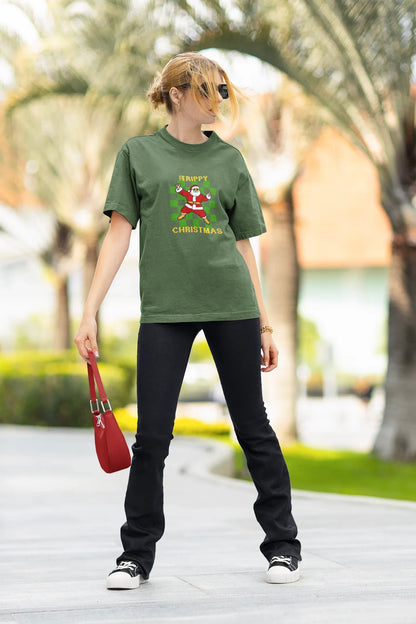 Trippy Happy Fun Oversized luxe Christmas Tee (Unisex, Cotton) - curledeyes