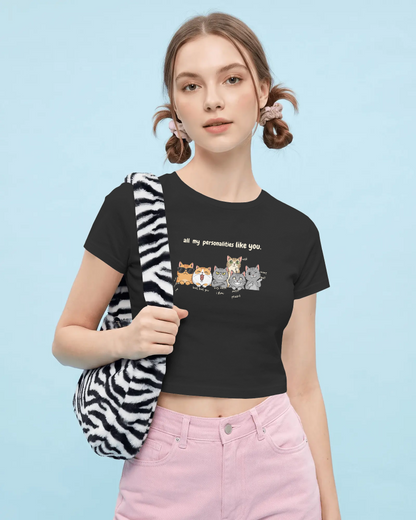 All My Personalities Cat Crop Top