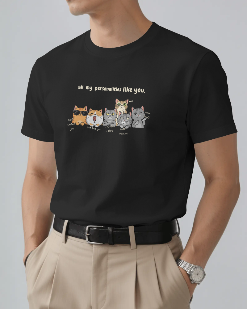 All My Personalities Cat Tee (Unisex-Straight fit, cotton)
