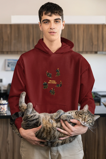 Meowy Cat Christmas Hoodie (Unisex, Cotton) - curledeyes
