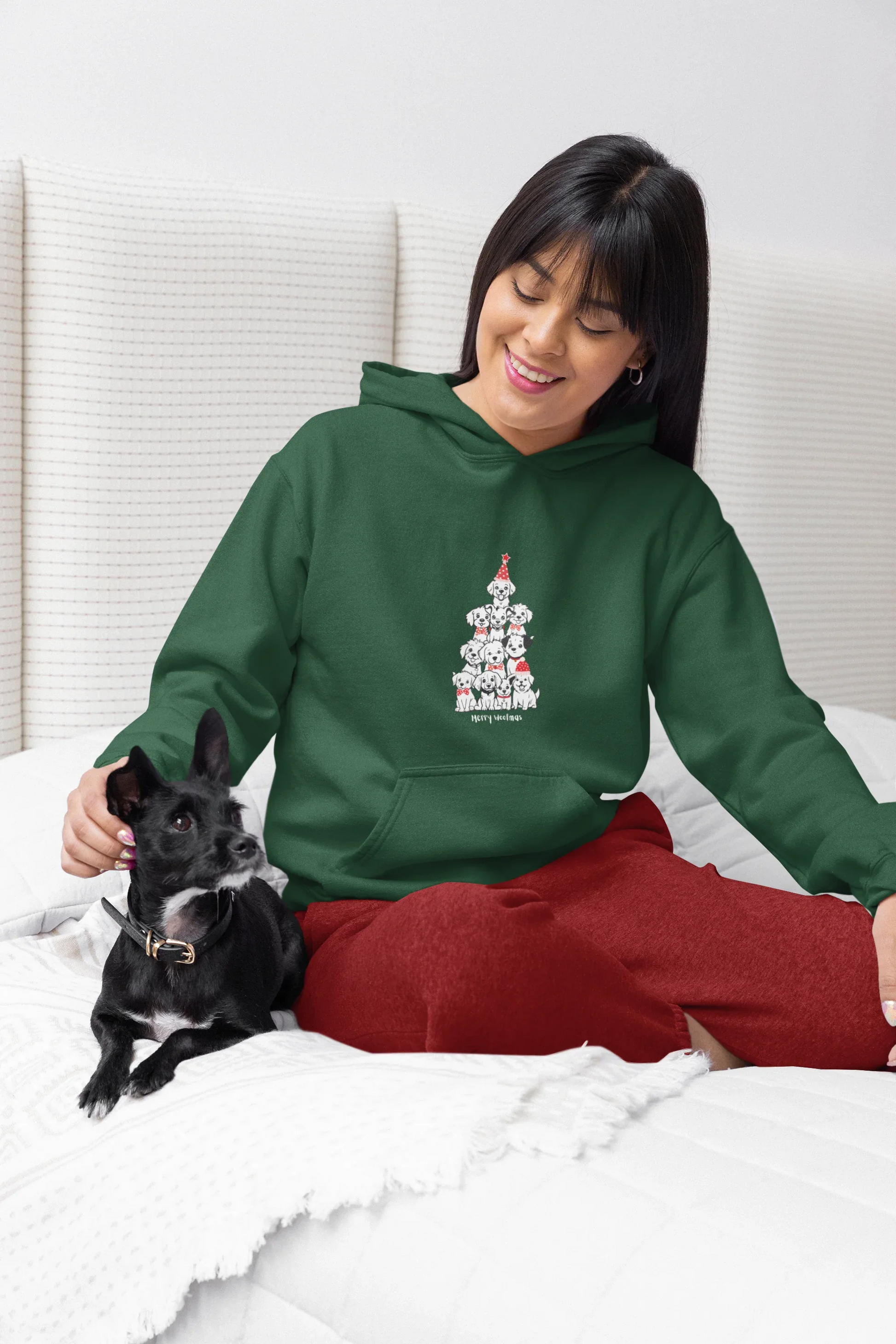 Merry Woofmas Dog tree Christmas Hoodie (Unisex, Cotton) - curledeyes