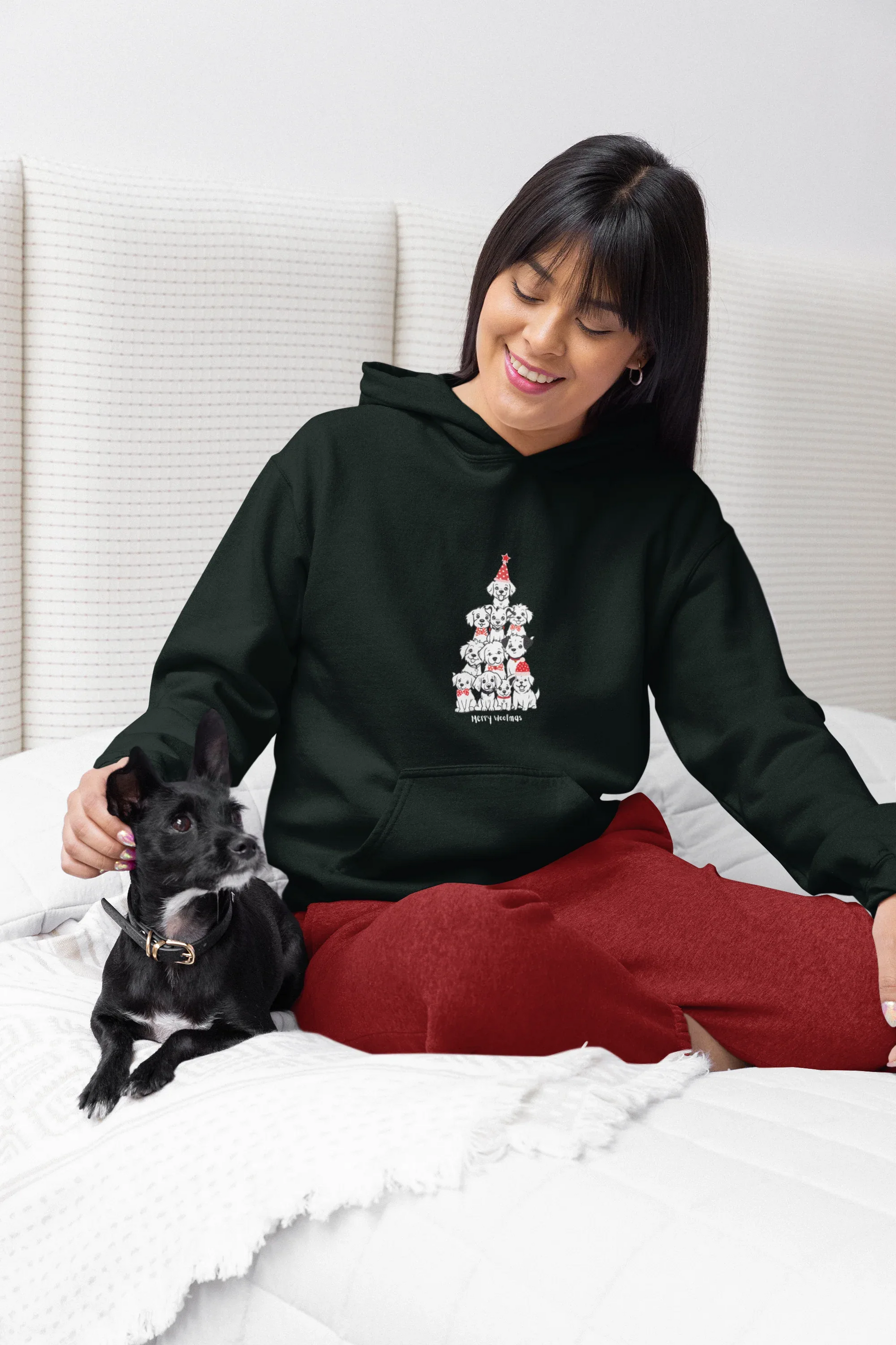 Merry Woofmas Dog tree Christmas Hoodie (Unisex, Cotton) - curledeyes