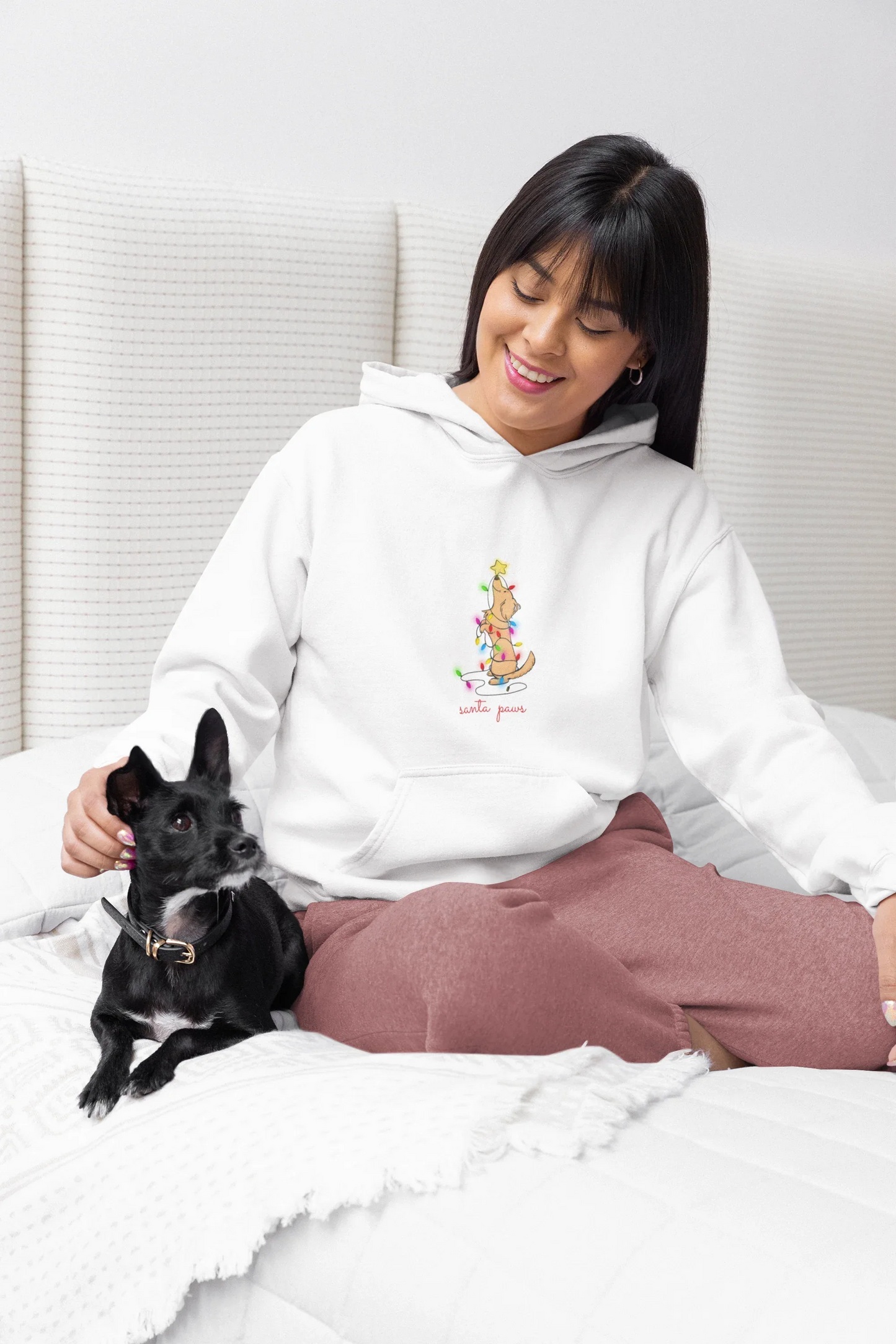 Santa Paws Dog Christmas Hoodie (Unisex, Cotton) - curledeyes