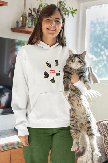 Meowy Cat Christmas Hoodie (Unisex, Cotton) - curledeyes