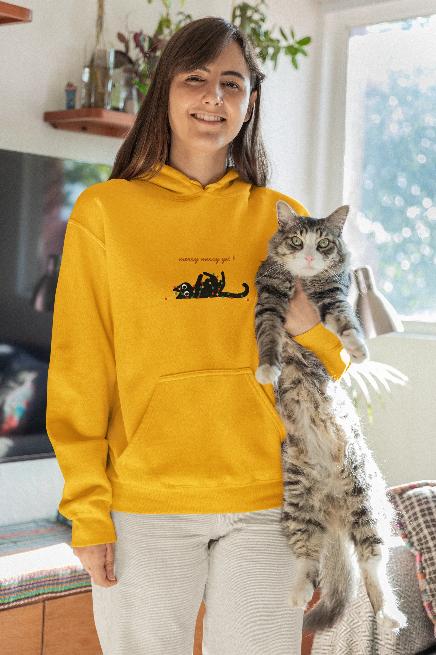 Merry yet? Cat Christmas Sweatshirt (Unisex, Cotton) - curledeyes