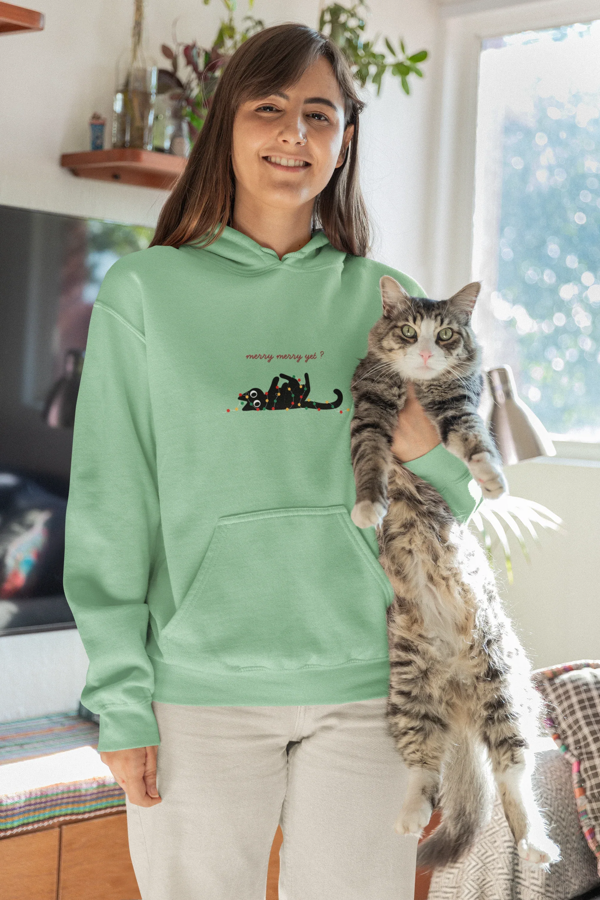 Merry yet? Cat Christmas Sweatshirt (Unisex, Cotton) - curledeyes