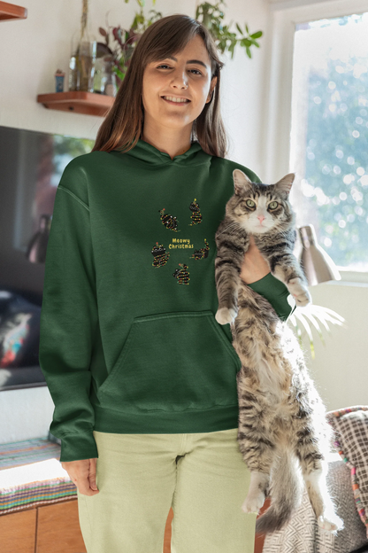 Meowy Cat Christmas Hoodie (Unisex, Cotton) - curledeyes