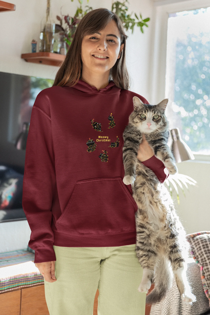 Meowy Cat Christmas Hoodie (Unisex, Cotton) - curledeyes