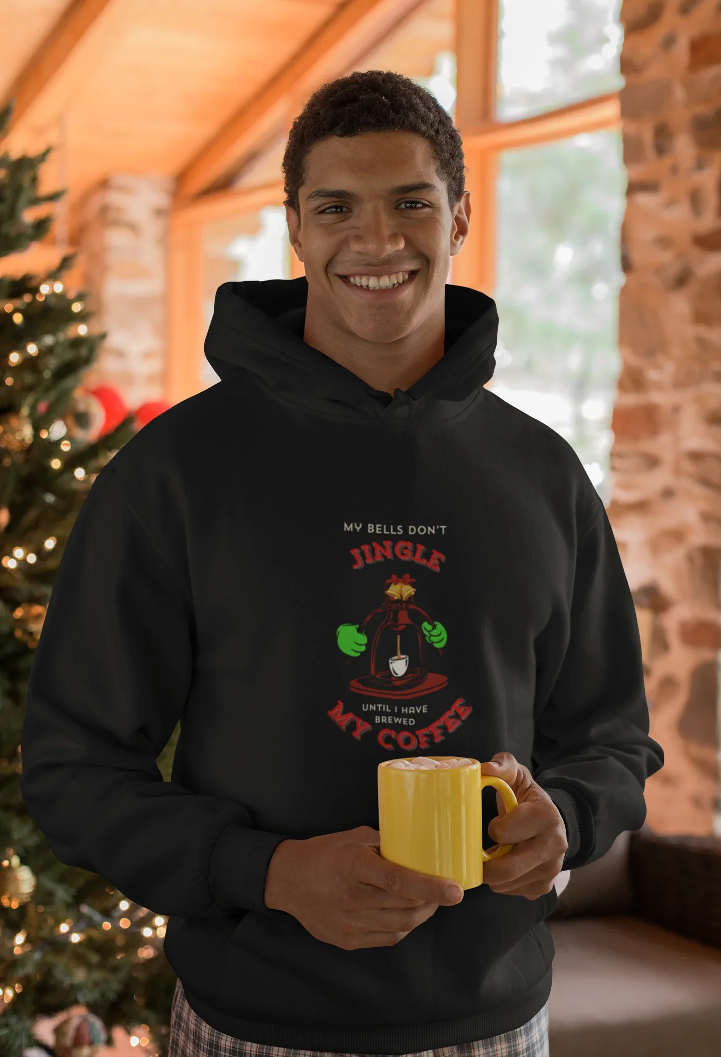Coffee Jingles my bells Christmas hoodie (Unisex, Cotton) - curledeyes