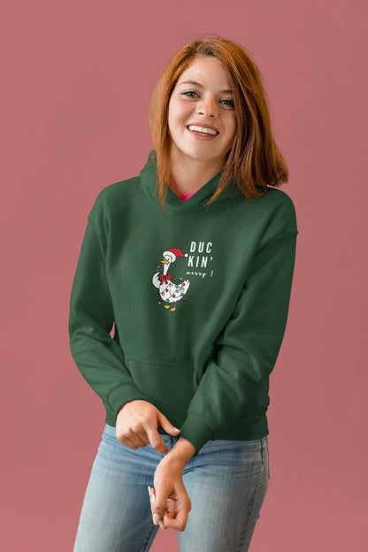 Duckin Merry Fun Christmas Hoodie (Unisex, Cotton) - curledeyes