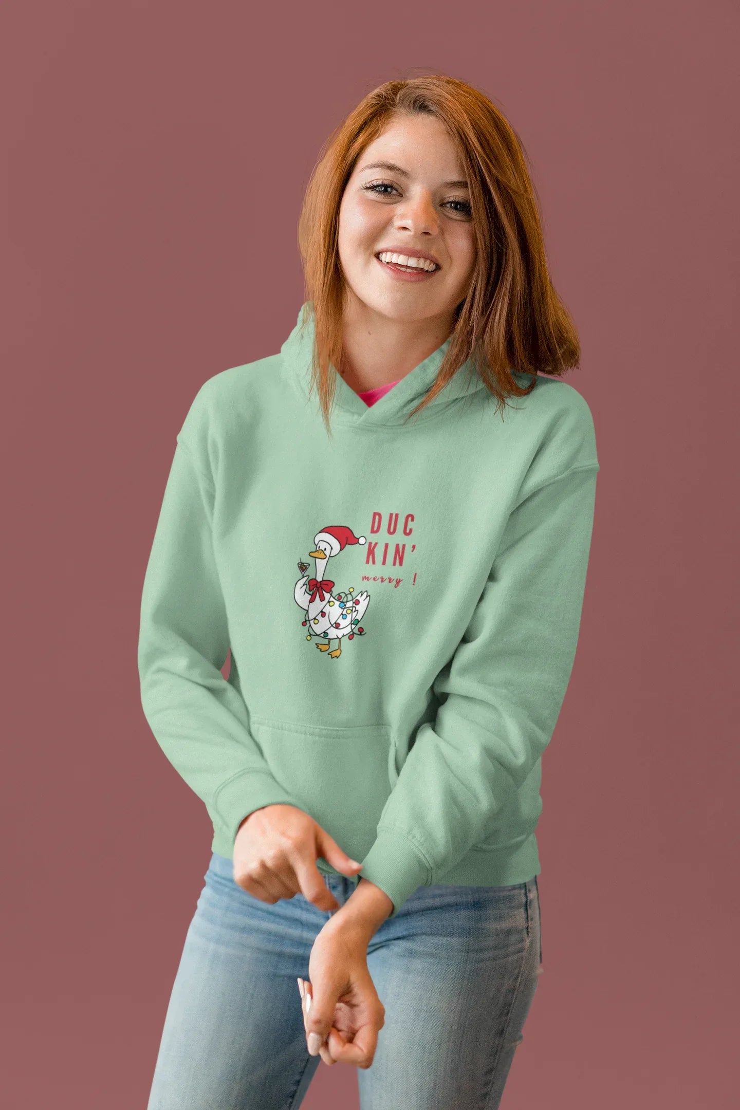 Duckin Merry Fun Christmas Hoodie (Unisex, Cotton) - curledeyes