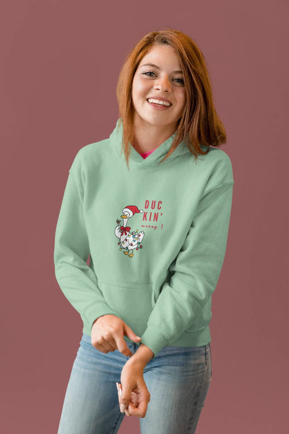 Duckin Merry Fun Christmas Hoodie (Unisex, Cotton) - curledeyes
