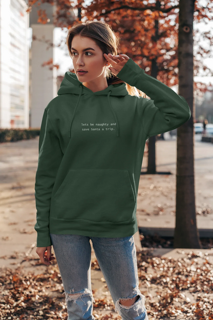 Let's be Naughty Fun Christmas Hoodie (Unisex, Cotton) - curledeyes