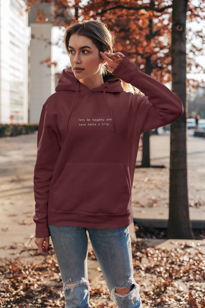 Let's be Naughty Fun Christmas Hoodie (Unisex, Cotton) - curledeyes